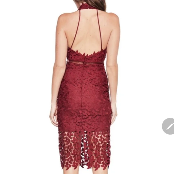 NWT Bardot Burgundy Gemma Halter Lace Dress Size 4 - Picture 3 of 14